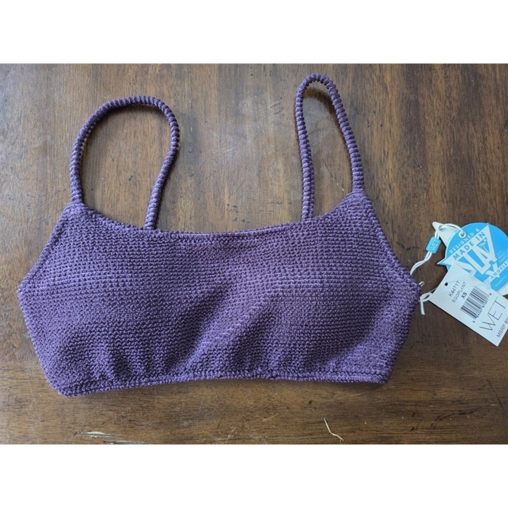 NWT Wet LA XS Honu Marina Top Classic Bikini Top Eggplant Purple 129285